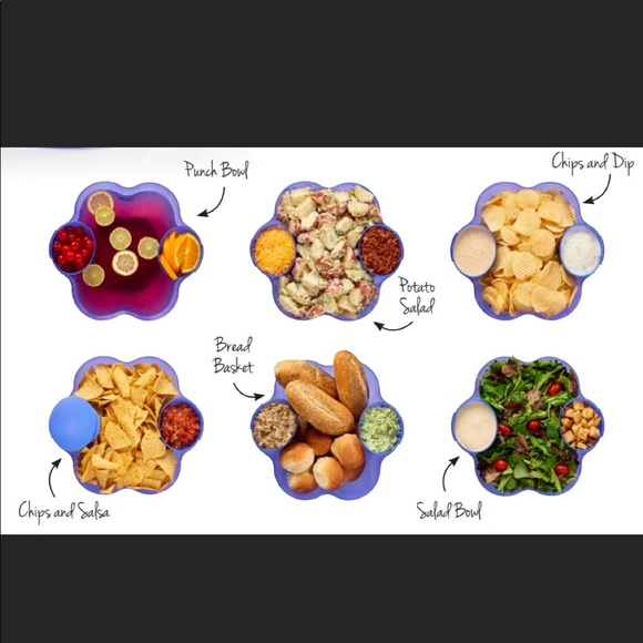 TUPPERWARE Holiday Sparkling chip and dip bowl serving tray set Burgundy - Picture 15 of 16